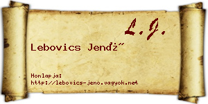 Lebovics Jenő névjegykártya